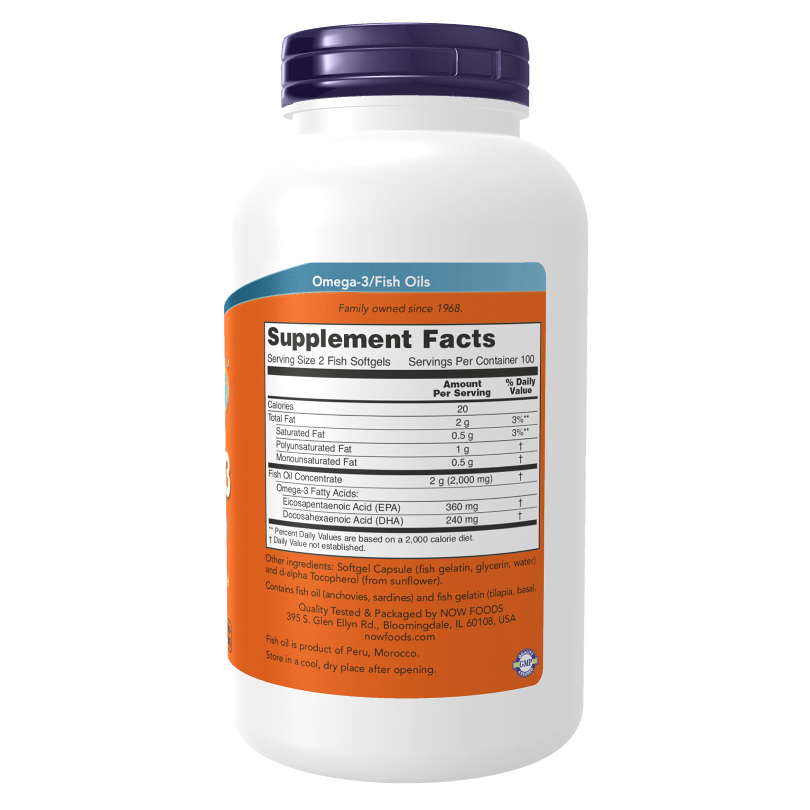 NOW FOODS Omega-3, Molecularly Distilled – 200 Fish Softgels
