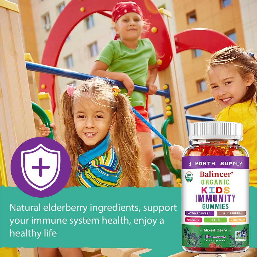 Kids Elderberry Immune Support Gummies | Vitamin C + Zinc, 30/60 Chews