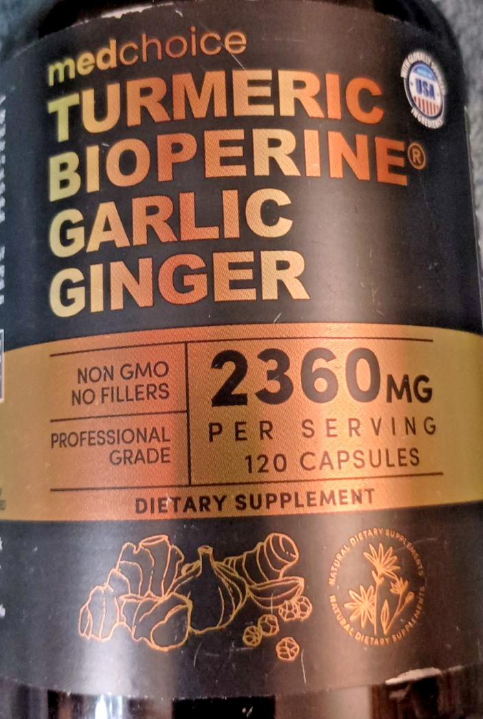 MedChoice Turmeric Bioperine Garlic Ginger Supplement 2360mg 120 Capsules