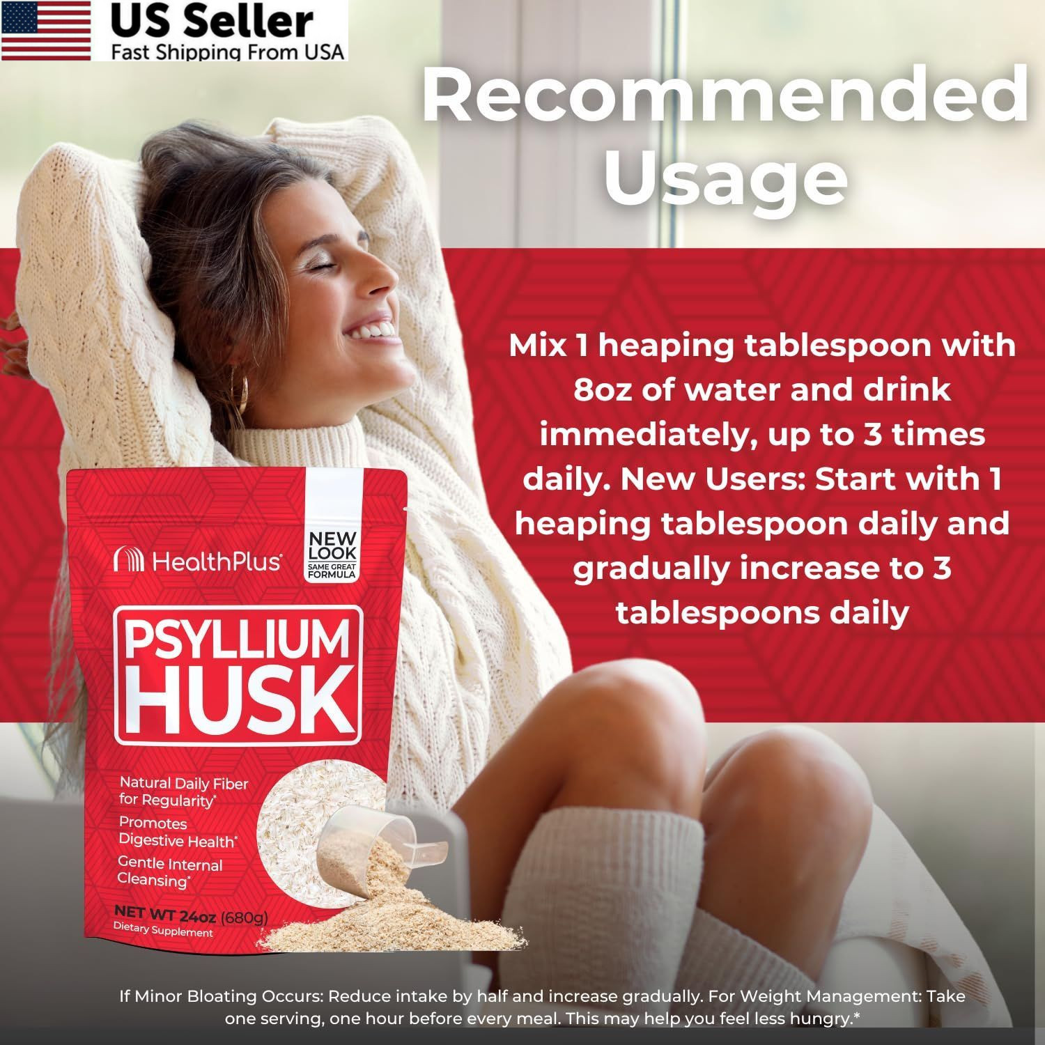 Health Plus, Psyllium Husk, 24 oz, 96 1.5 Pound (Pack of 1), 083502401223