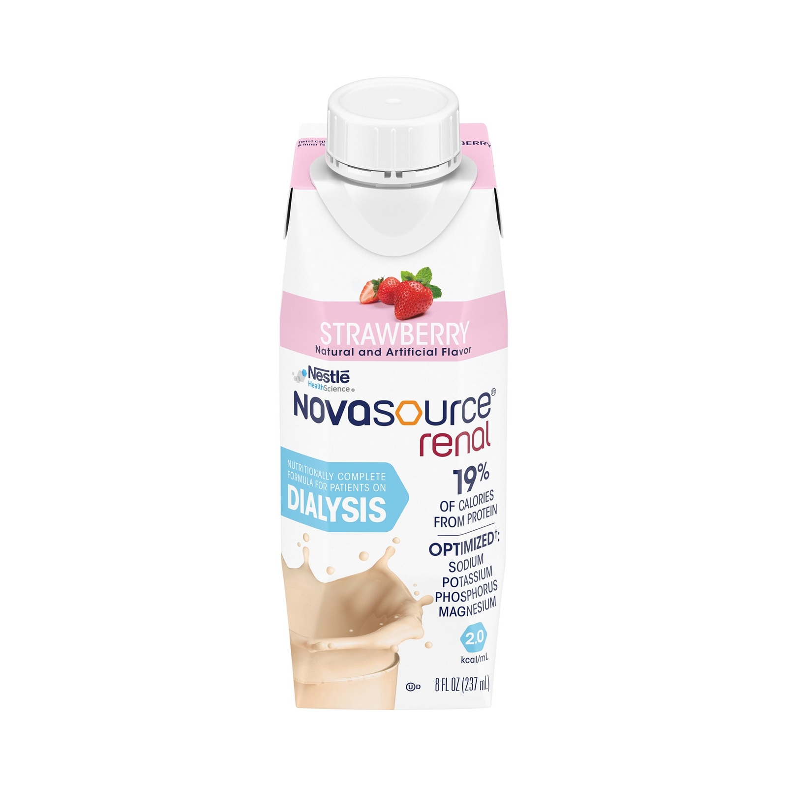 Nestle Novasource Renal Strawberry Flavor 8 oz -Case of 24