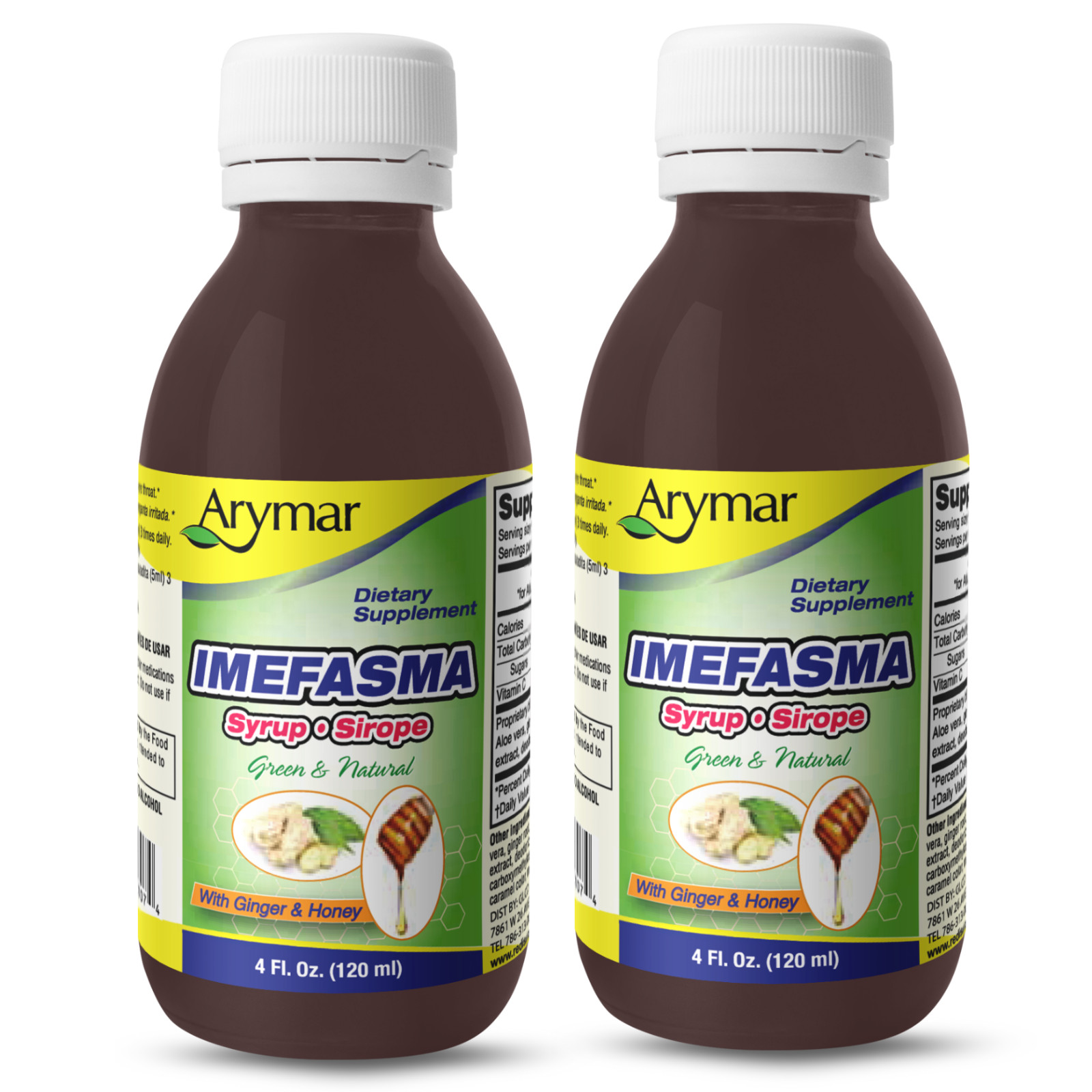 Arymar Imefasma Syrup with Honey & Ginger – Natural Formula – 4 fl oz (2-Pack)