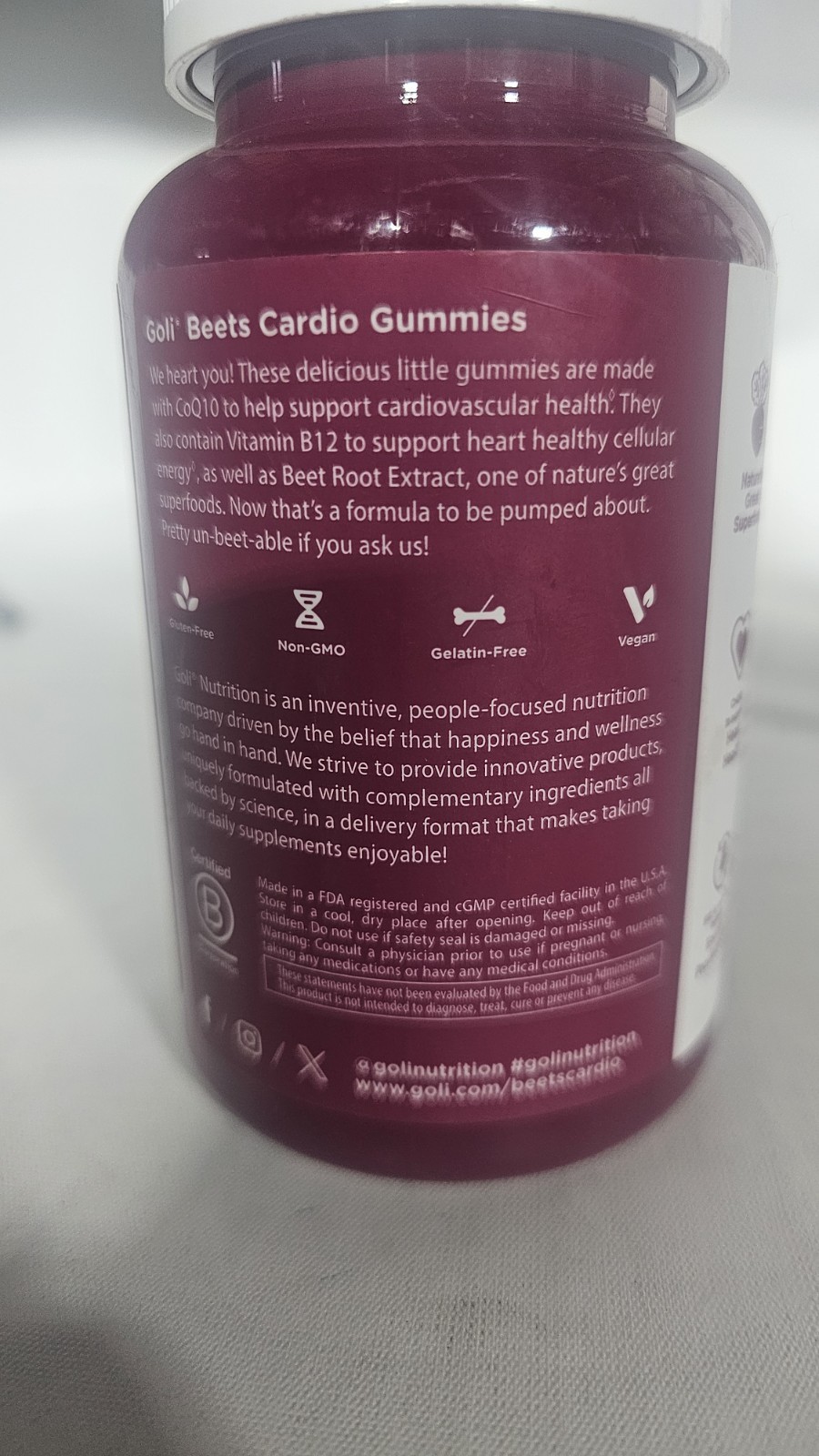 Beets Cardio Gummies 100mg CoQ10 +Vitamin B12 Heart Health Exp:04/2027