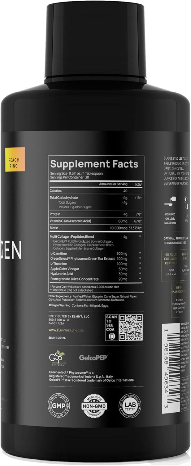 Liquid Collagen for Women Weight Loss & Beauty w. Hyaluronic Acid, Biotin 15 oz