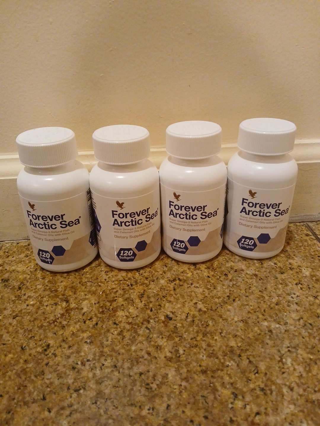 4 bott. of FOREVER ARCTIC SEA (120 Softgels ea) HALAL