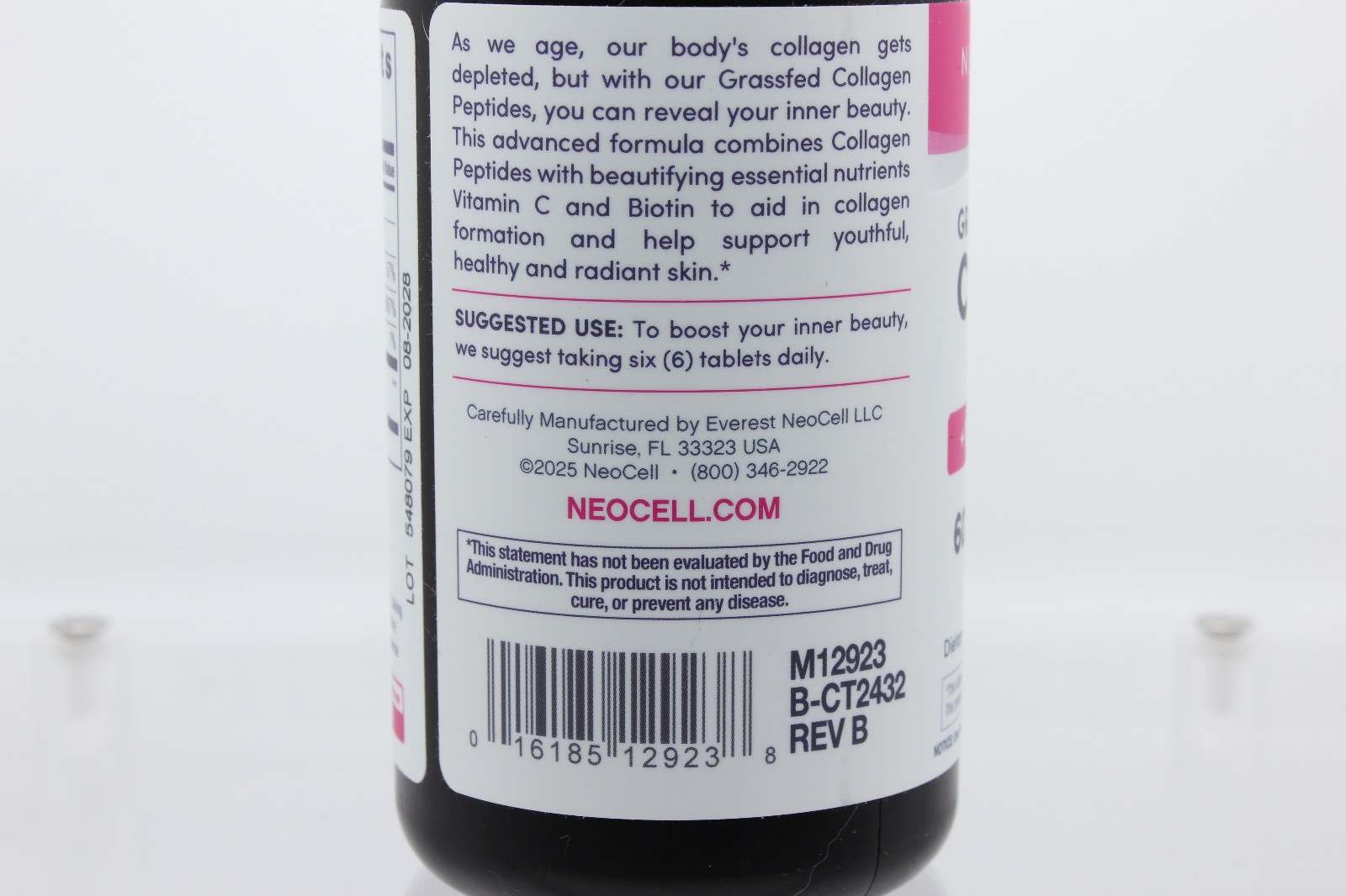 Neocell Grassfed Collagen Peptides w/ Vitamin C & Biotin, 6000mg/Serving, 90 Tab