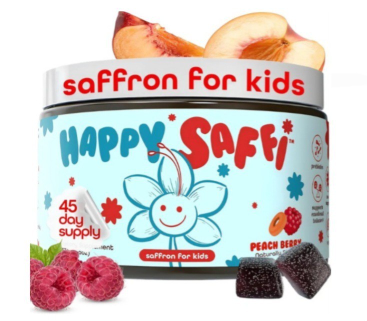 Happy Saffi Saffron for Kids Gummies Supports Happy Mood & Temper Control 45ct