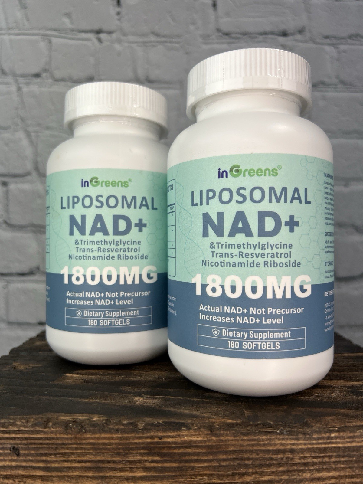Liposomal NAD+ 1800mg Anti-Aging + Daily Energy Level Aid – 2 Bottles 180ct Each