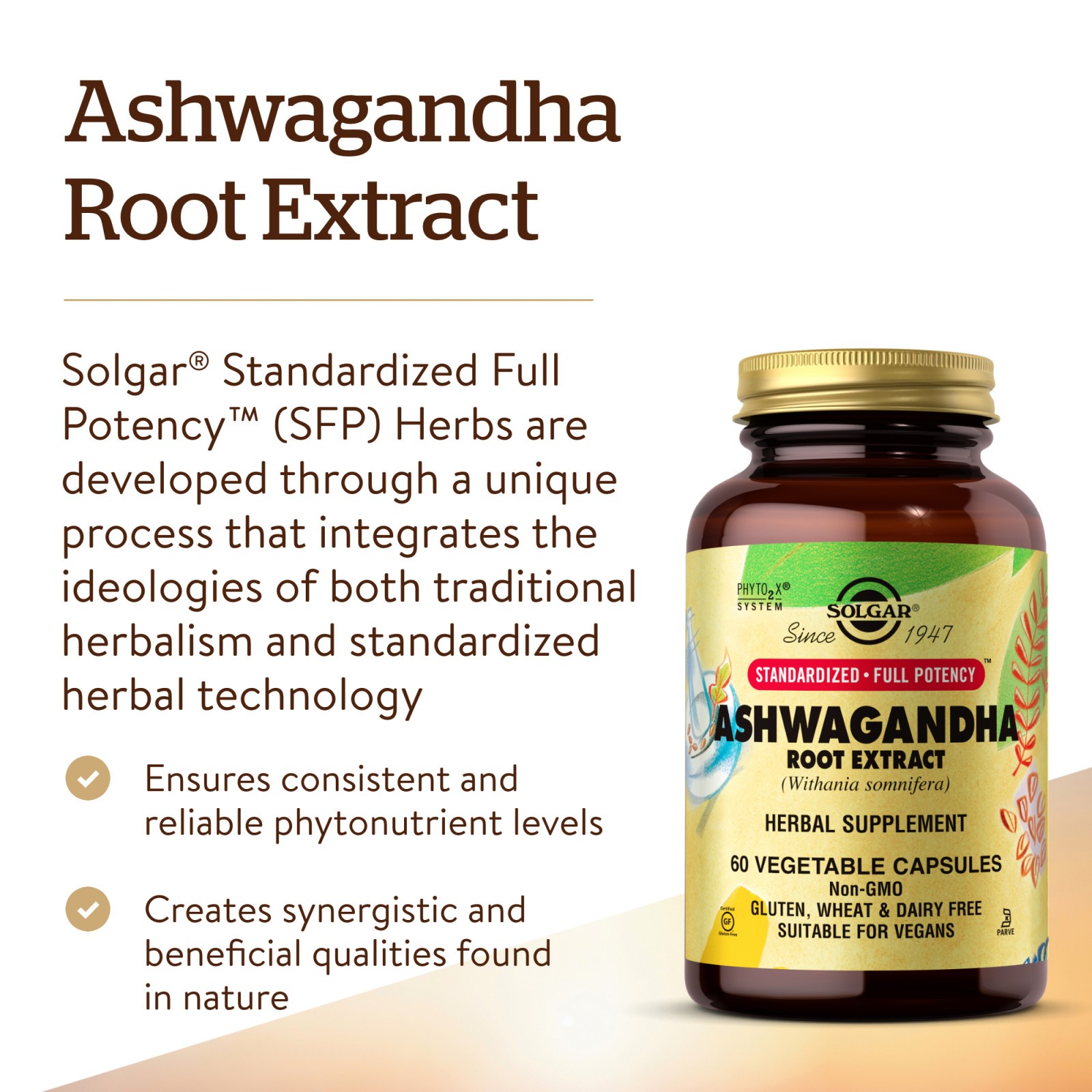 Solgar SFP Ashwagandha Root 60 Veg Capsules, Immune Support, High Herb Quality