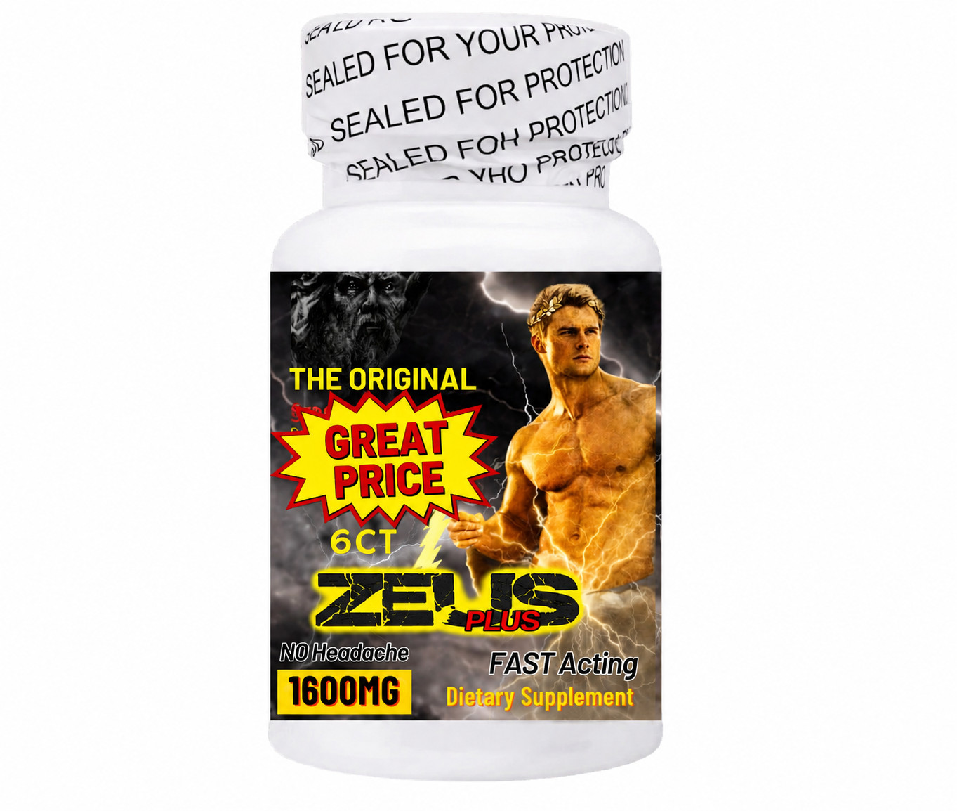 Zeus 1600mg Male Vitality & Stamina Support– Choose 6 Count or 12 Count Bottle