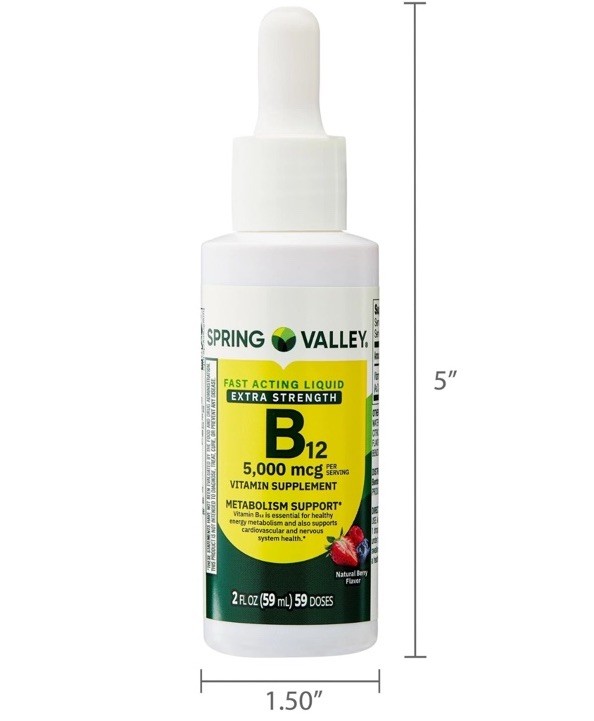 Spring Valley Liquid Vitamin B12 5000 mcg Extra Strength 2 oz – 2 Pack