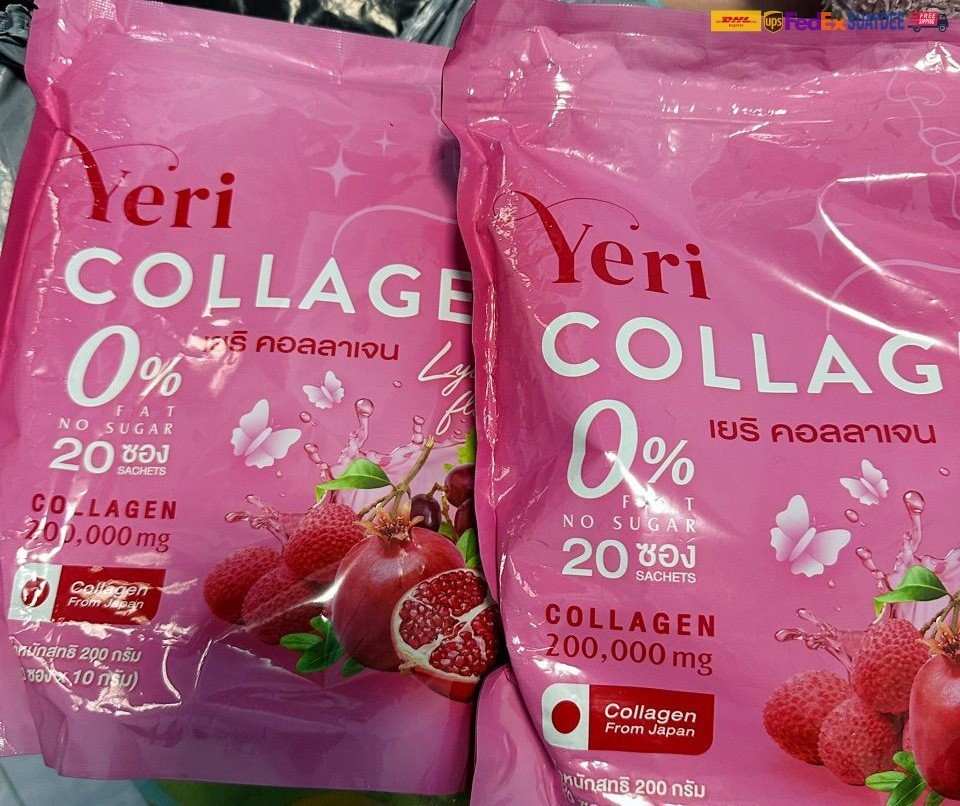 4X Yeri Collagen Strawberry Anti Aging Radiant Collagen Vit C 200000Mg