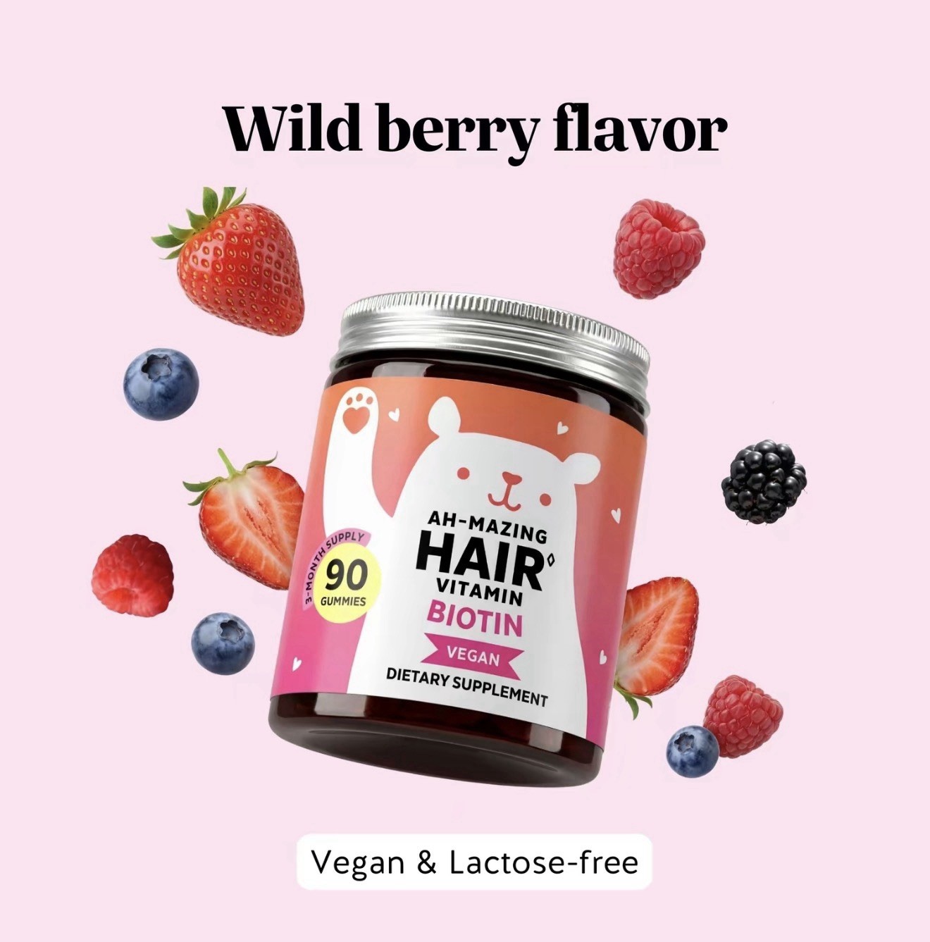 Bears with Benefits Biotin Gummies 5000mcg Hair Skin Nails Vegan 30 Count Supply