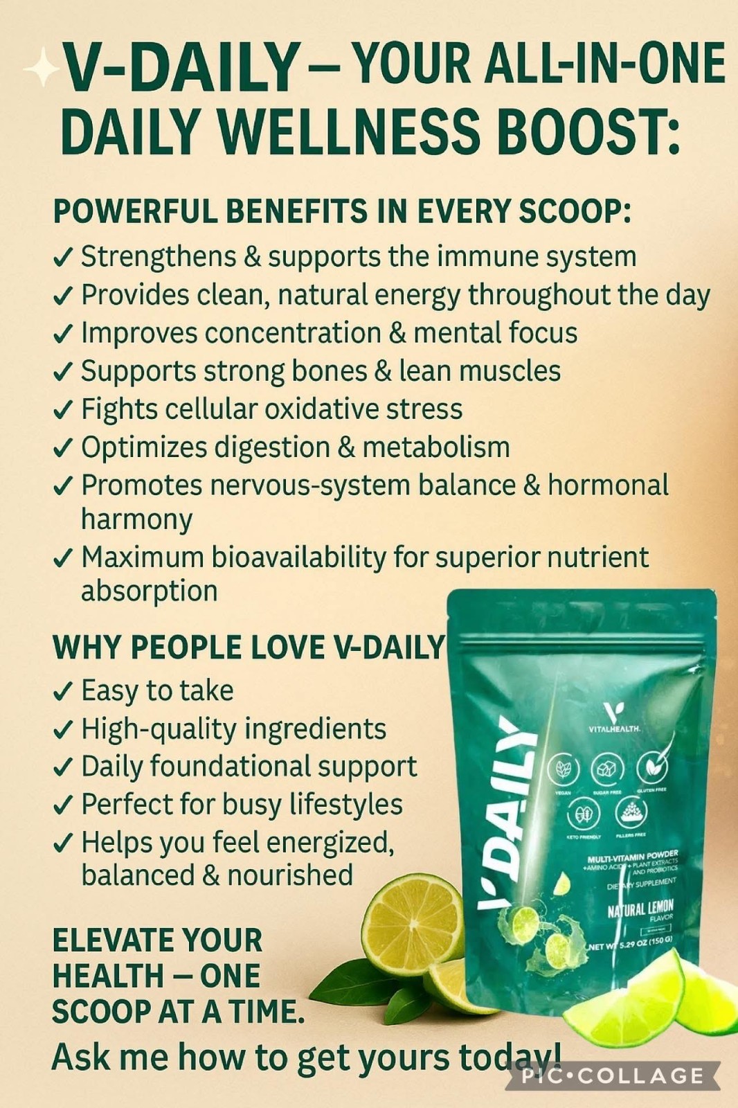 VitalHealth V Daily Lemon Multi-Vitamin Vital Health