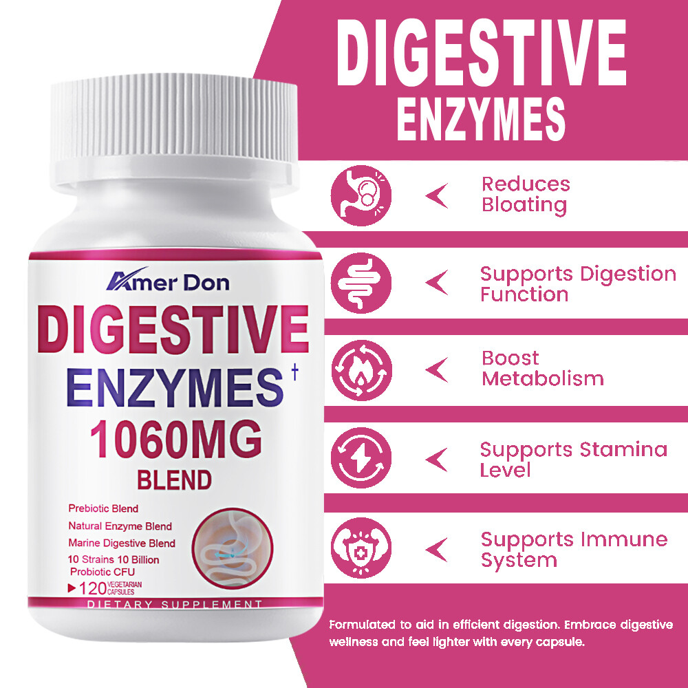Digestive Enzymes Prebiotic&Probiotics Gas,Constipation&Bloating Relief 120