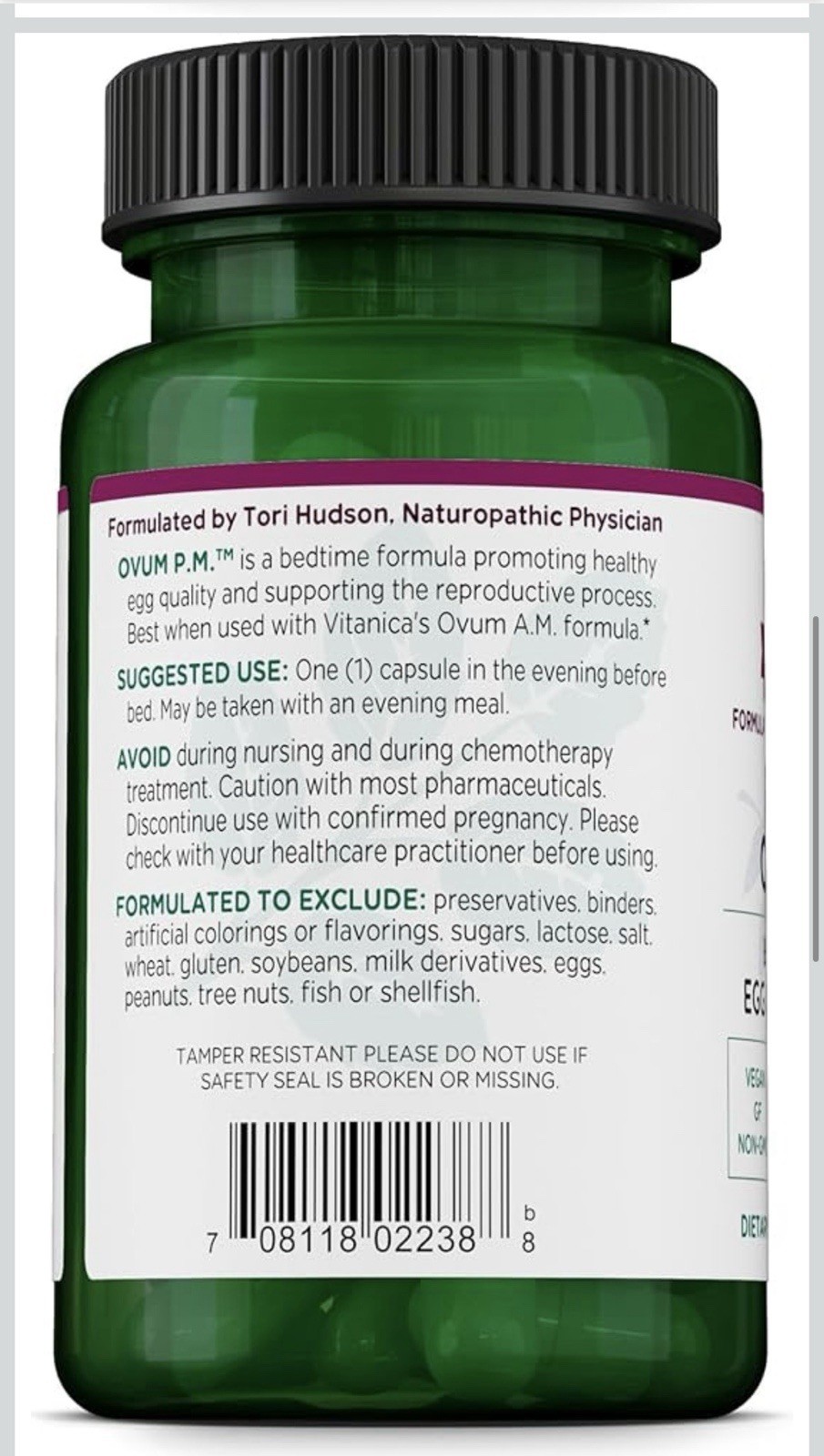 Vitanica Ovum P.M. Bedtime Egg Quality Support 30 Vegan Caps Exp 09/2027