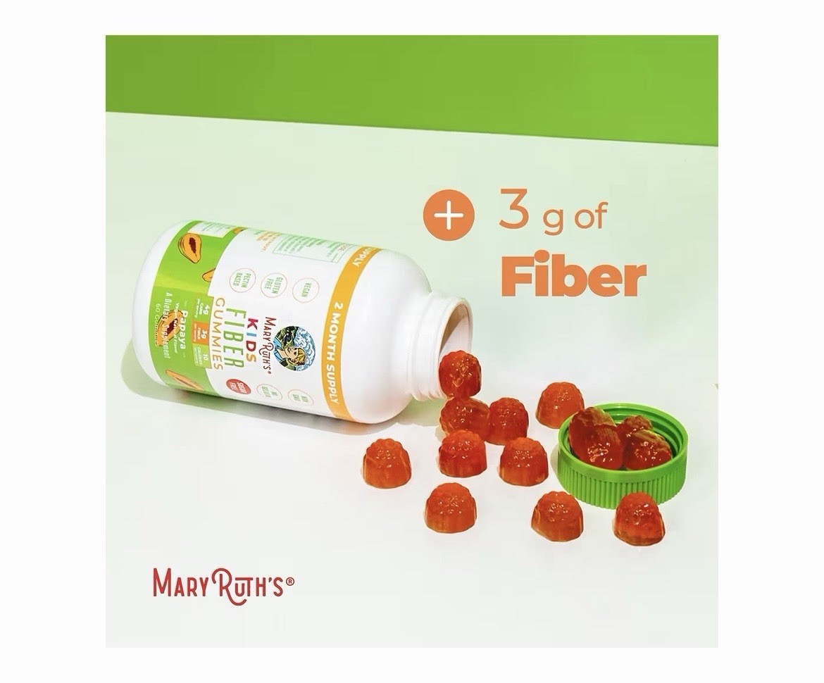 MaryRuth’s Kids Fiber Gummies Papaya, Digestive Support, Vegan Sugar Free 60ct