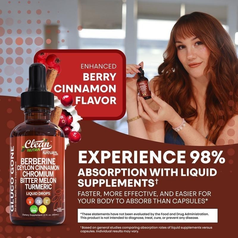 Organic Ceylon Cinnamon Berberine Liquid DropsSupplement with Bitter Melon NEW