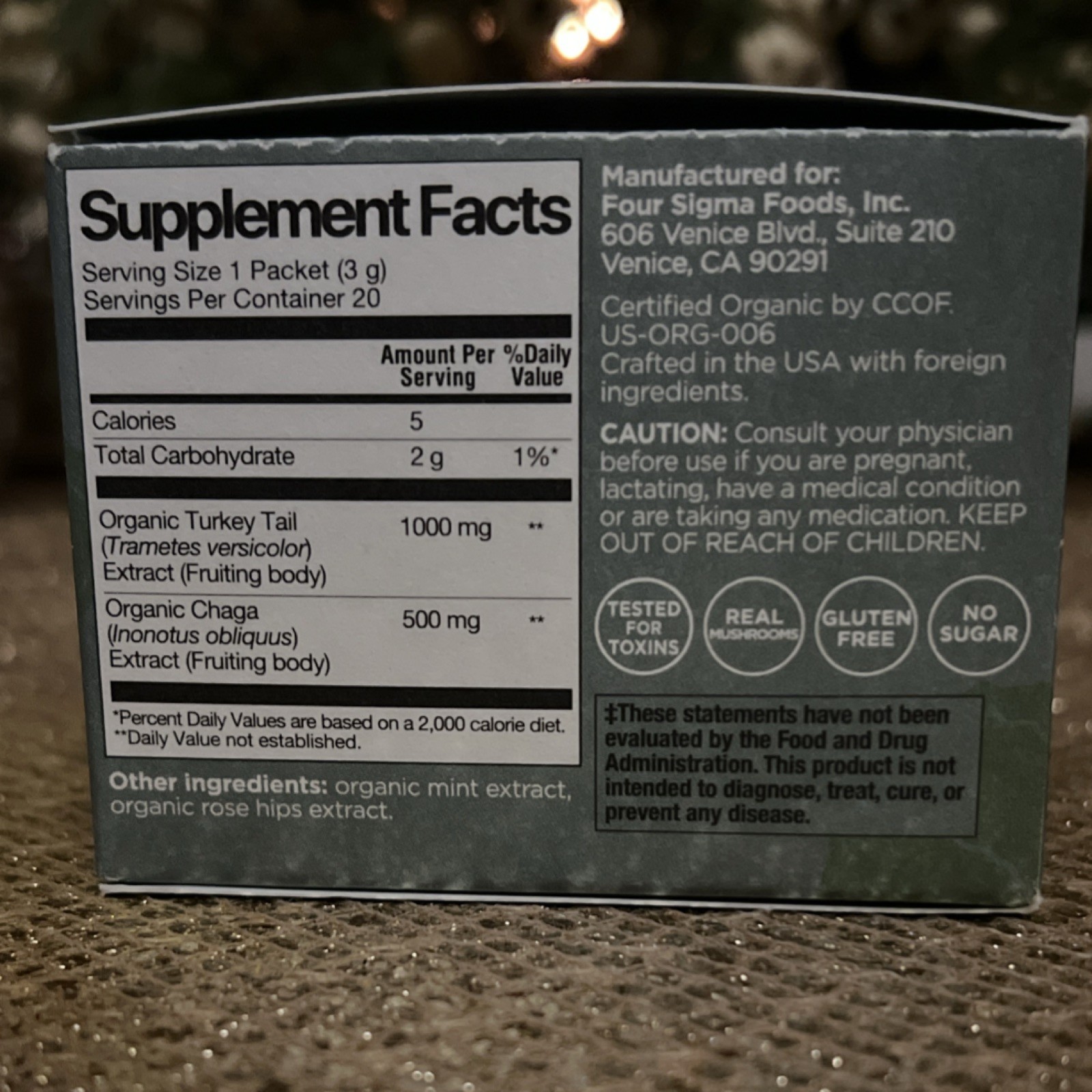 Four Sigmatic Gut Health Elixir 20 Packets Organic Turkey Tail Chaga Caffeine F…