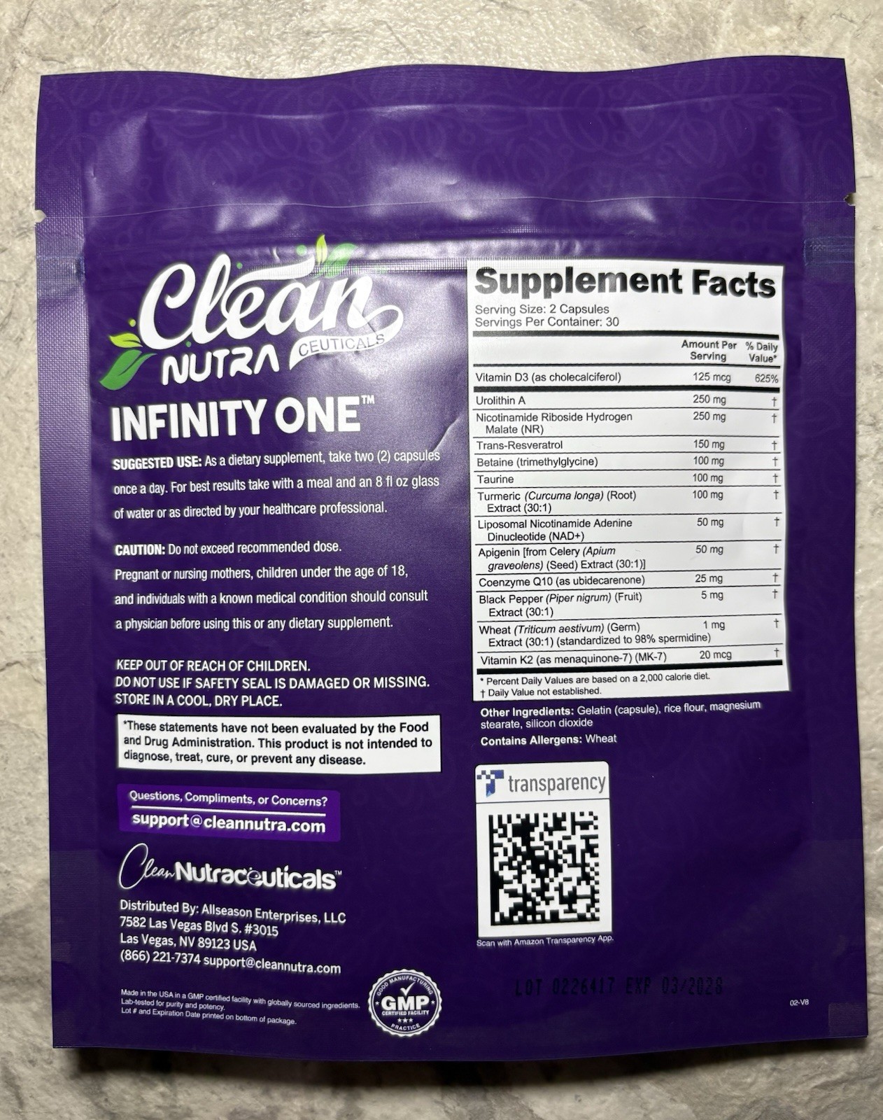 Clean Nutra Complete Longevity Matrix Liposomal NAD+ Support 60 Capsules Sealed