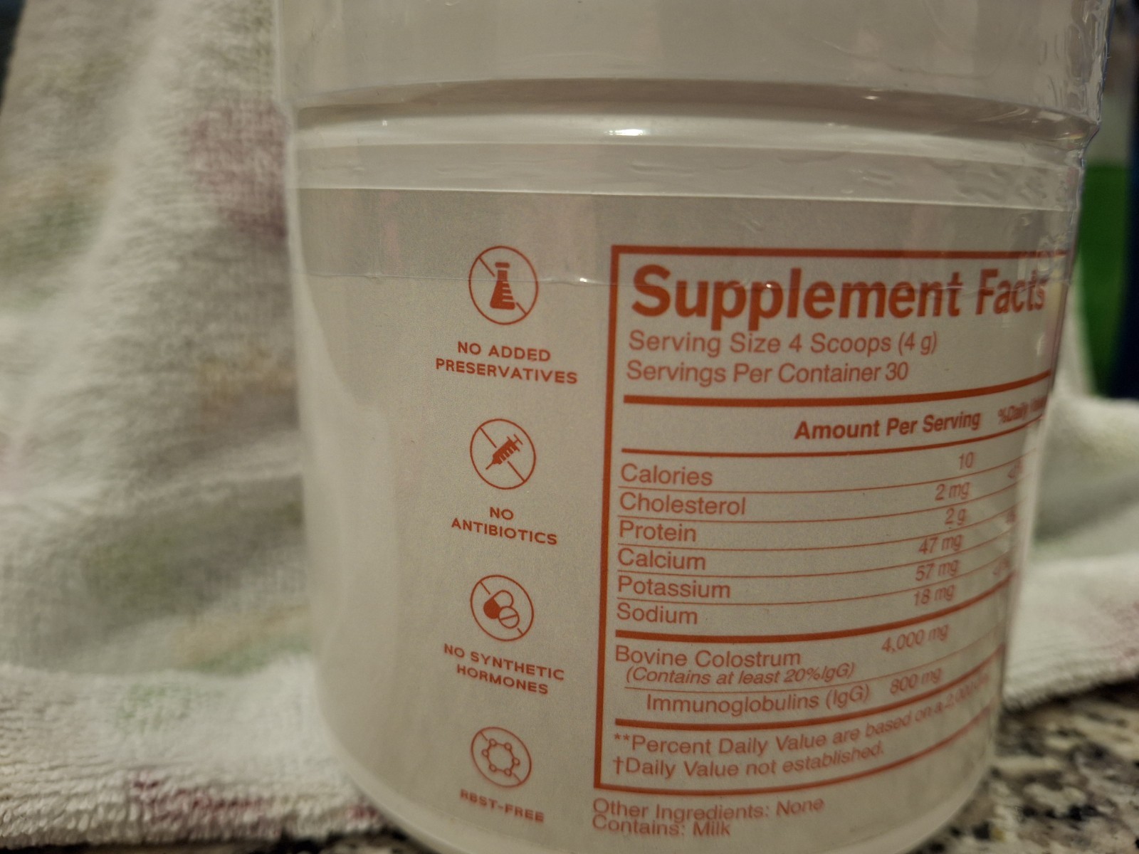 Aceso Bovine Colostrum Powder Immune Support Unflavored 120g rBST-Free