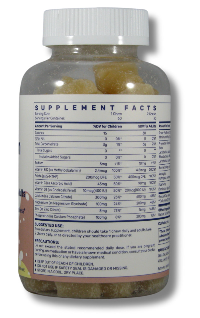 Lipmaxmall Bovine Colostrum Chews Supplement with 60% IgG 120 Soft Chews