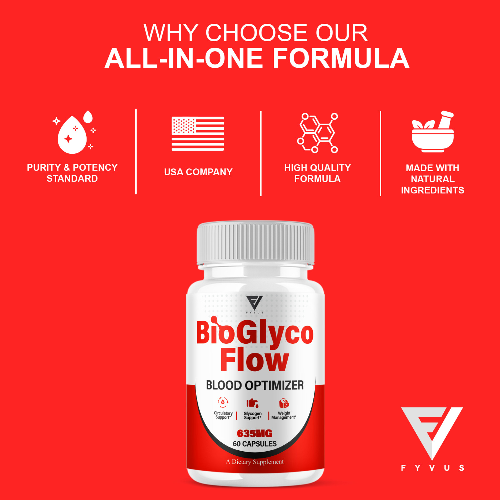 (3 Pack) BioGlyco Flow Blood Optimizer, BioGlyco Flow Supplement (180 Capsules)