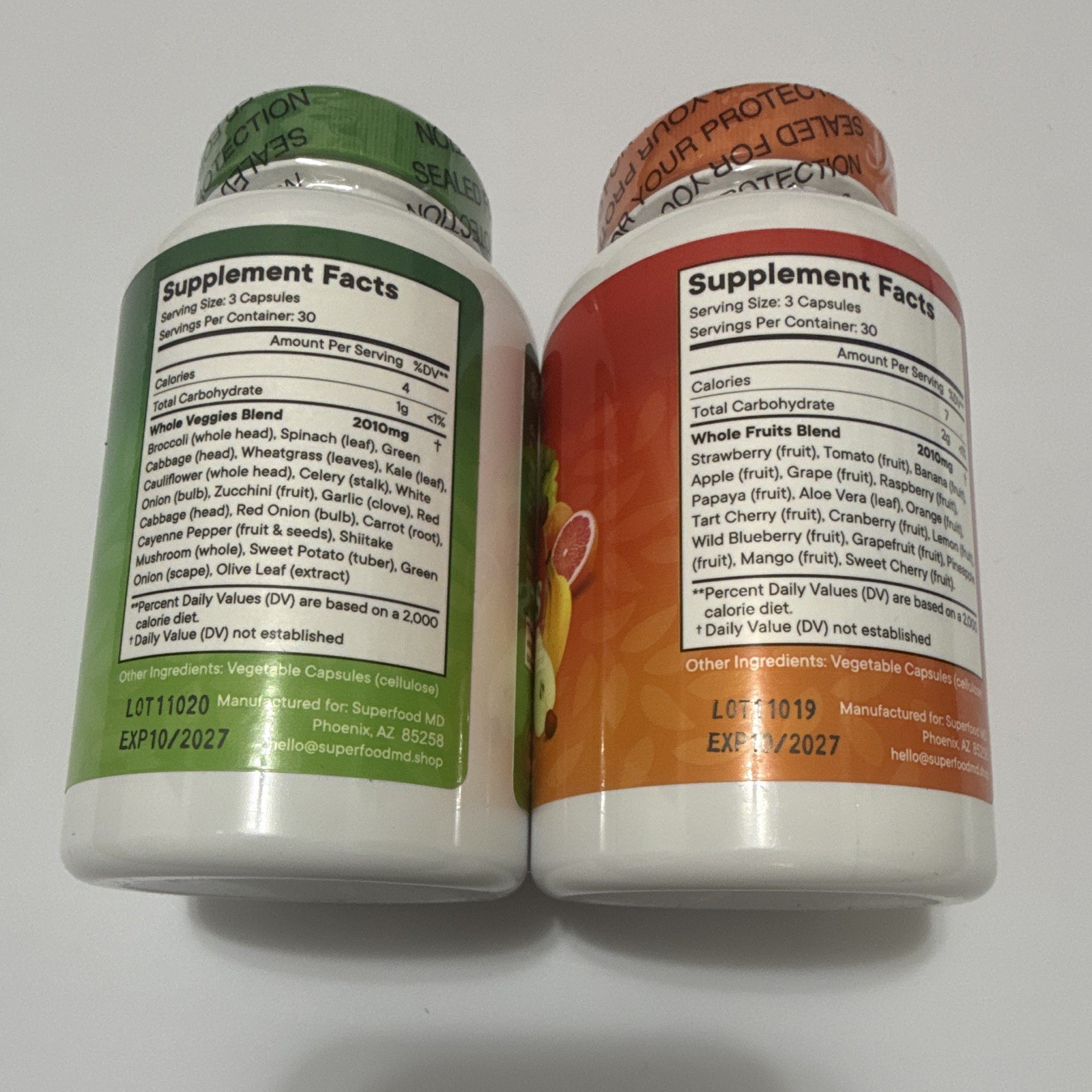 Superfood MD Nature’s Fruits & Nature’s Veggies Bundle 90 Capsules Each New