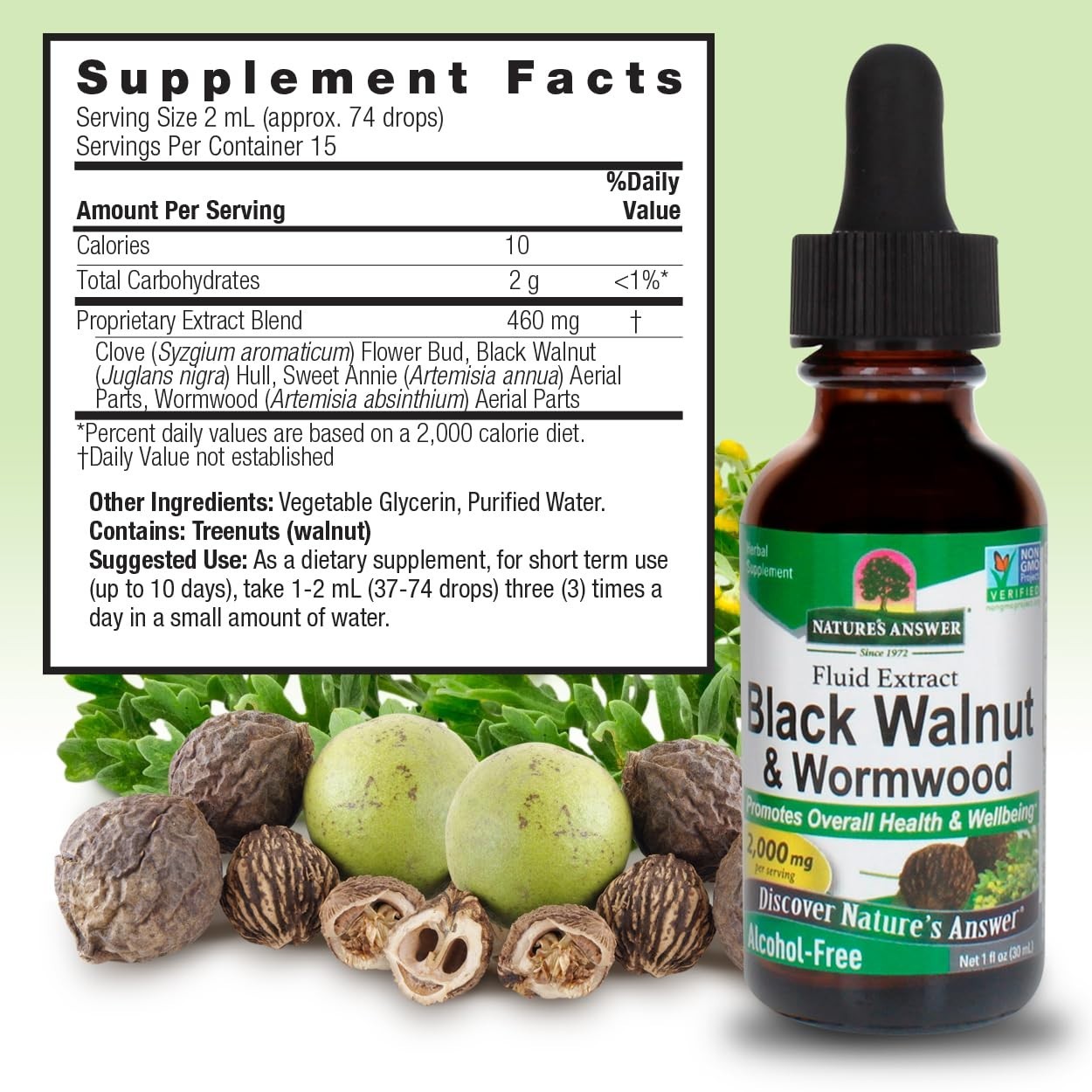 Nature’s Answer Black Walnut & Wormwood 1oz – Enhances Gut & Overall Health