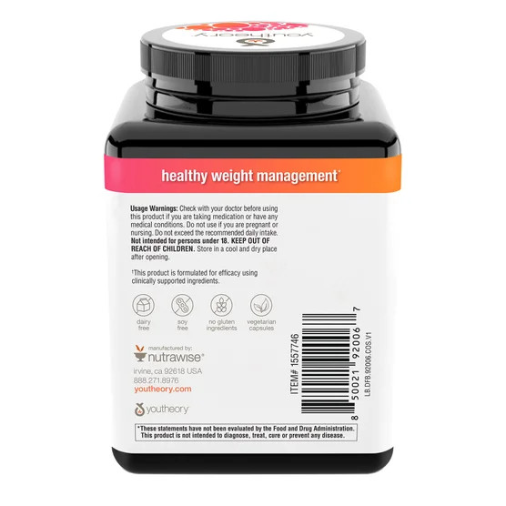 Youtheory Daily Fat Burner 130 Vegetarian Capsules Chromium Citrus Blend EXP8/27