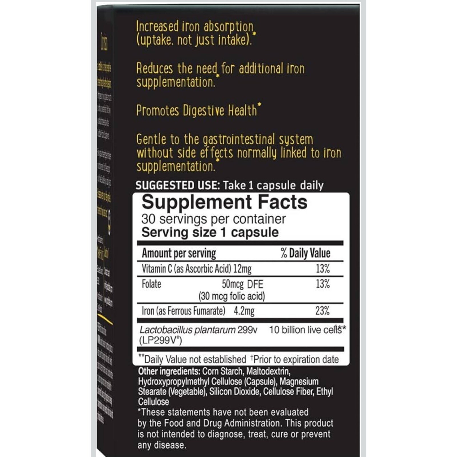 GoodBelly Probiotics + Iron Supplement Vegan Dairy Gluten Sugar Free
