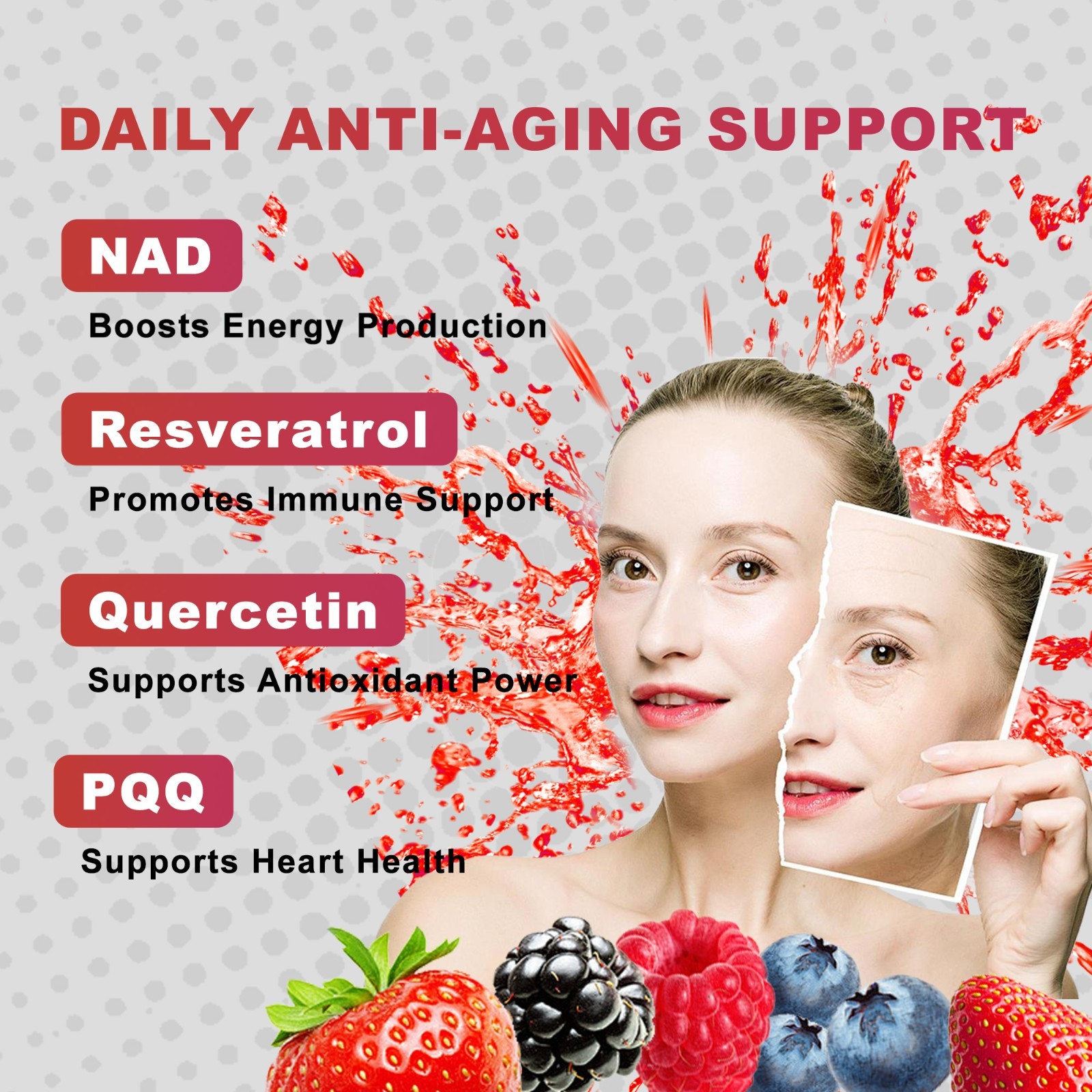 DEZEN NAD+ Liquid Drink Mix Supplement, Nicotinamide Riboside for Anti Aging