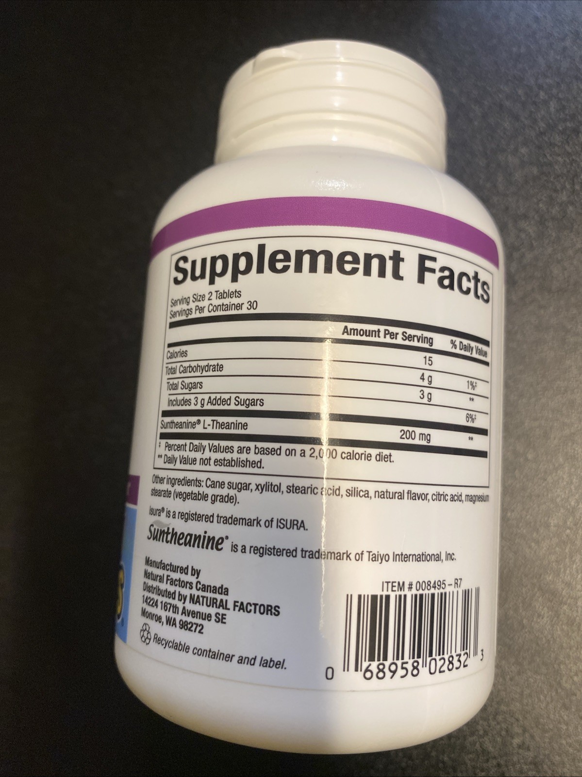 Natural Factors Stress-Relax Suntheanine L-Theanine 100 mg 60 Chewable Tabs