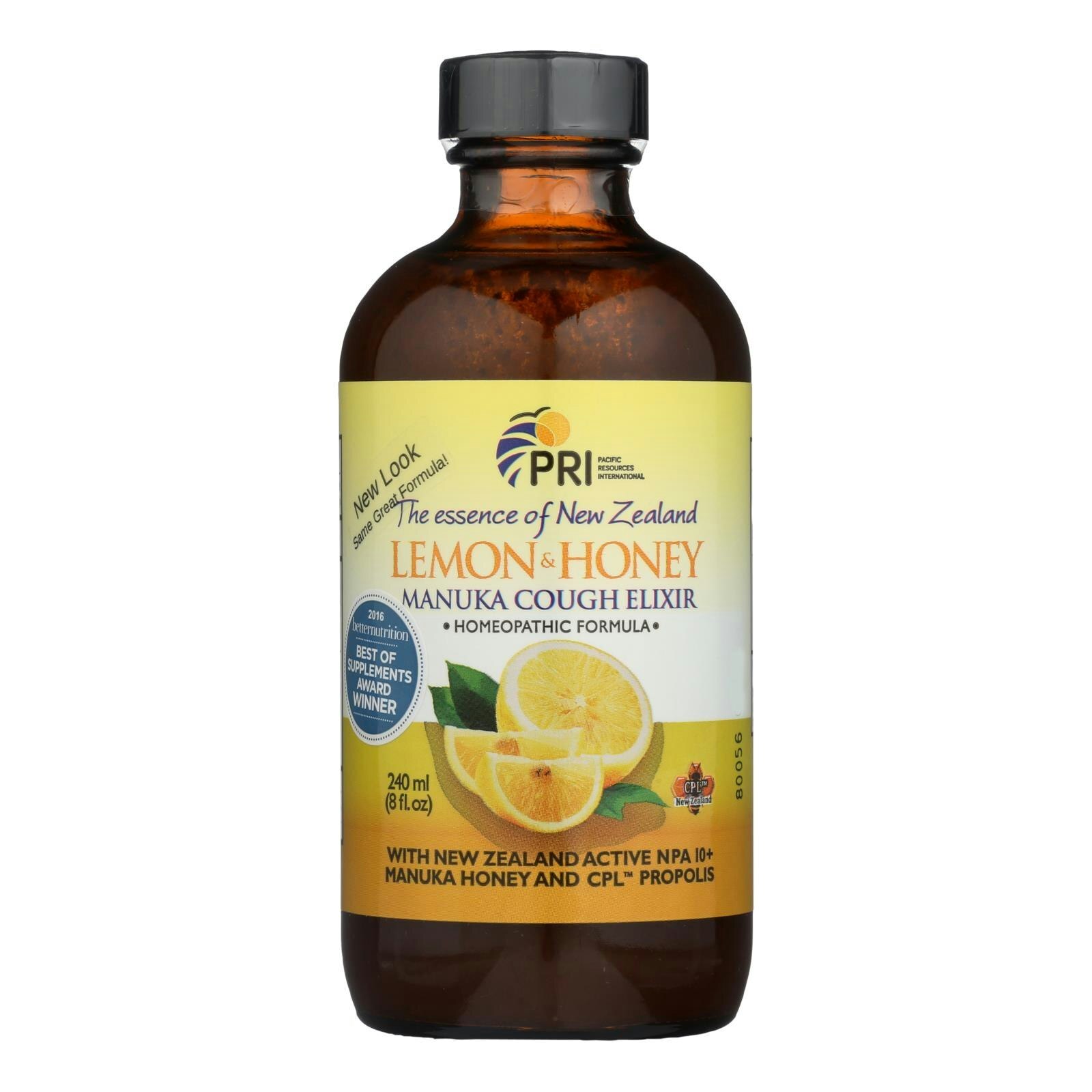 Pacific Resources Int Lemon & Honey, Manuka Cough Elixir – 8 fl. oz (Pack of 3)