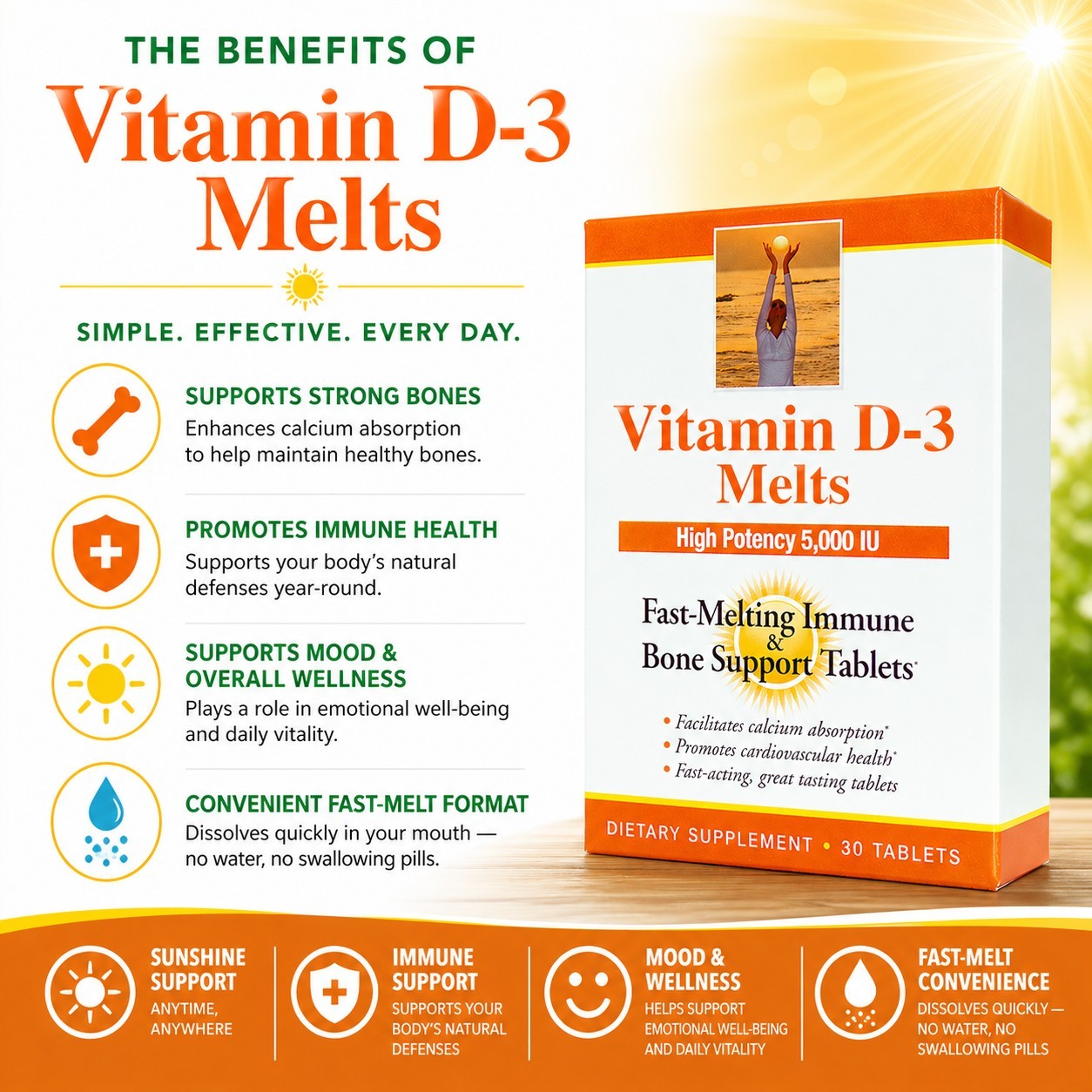 Dr. Newton’s Naturals Vitamin D3 Fast-Melting Tablets 30 Tablets Made in USA