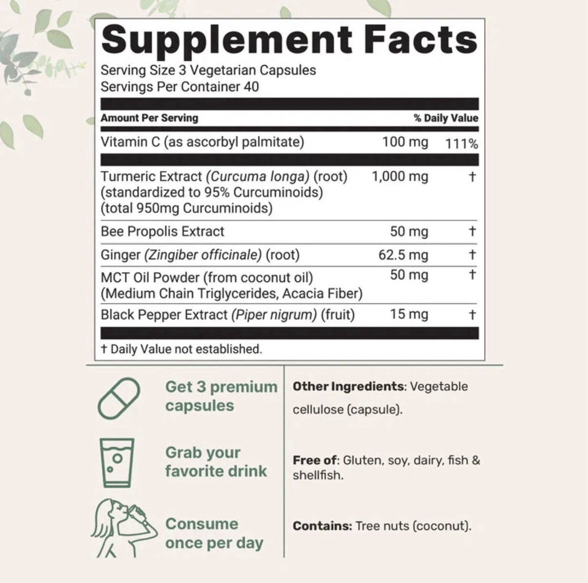 Pure Turmeric Curcumin Supplement 1,000mg | 95% Curcuminoids | 120 Veggie Caps