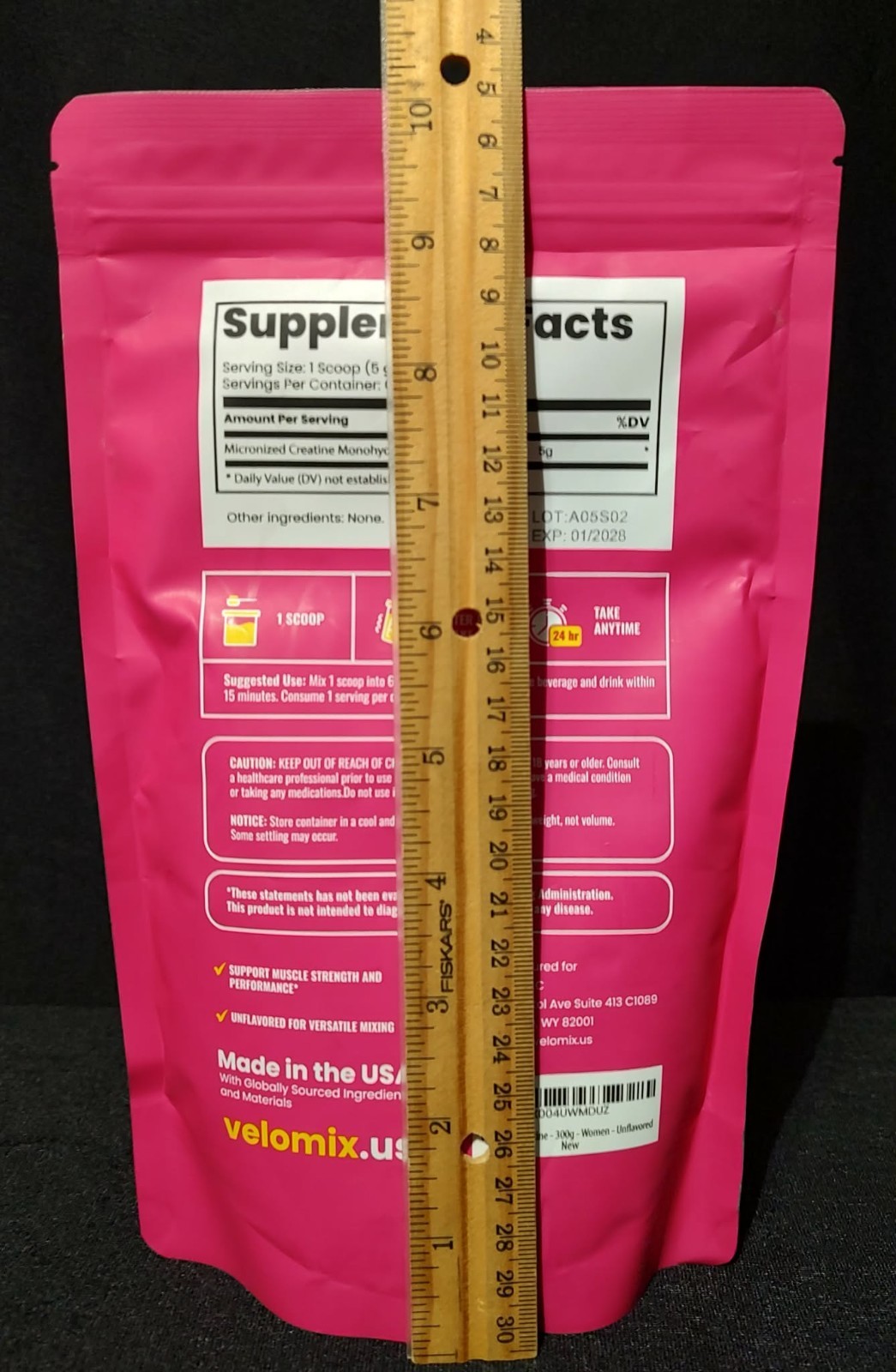 Micronized Creatine Monohydrate Powder Drink Mix for Women Velomix Unflavored