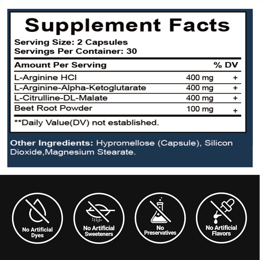 Buy 1 Get 1 Free RTMGOB L-Arginine Nitric Oxide Booster – 60 Capsules