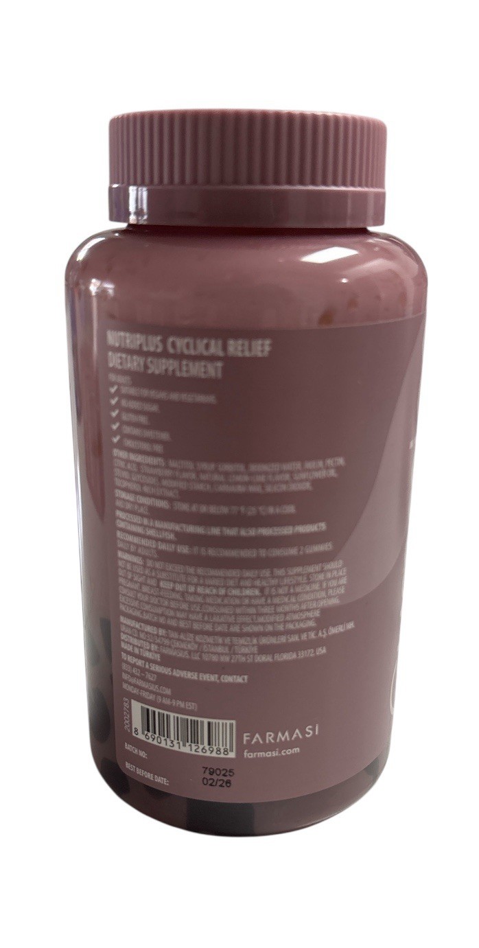 FARMASI NUTRIPLUS CYCLICAL RELIEF GUMMIES for Menstrual.FREE SHIPPING