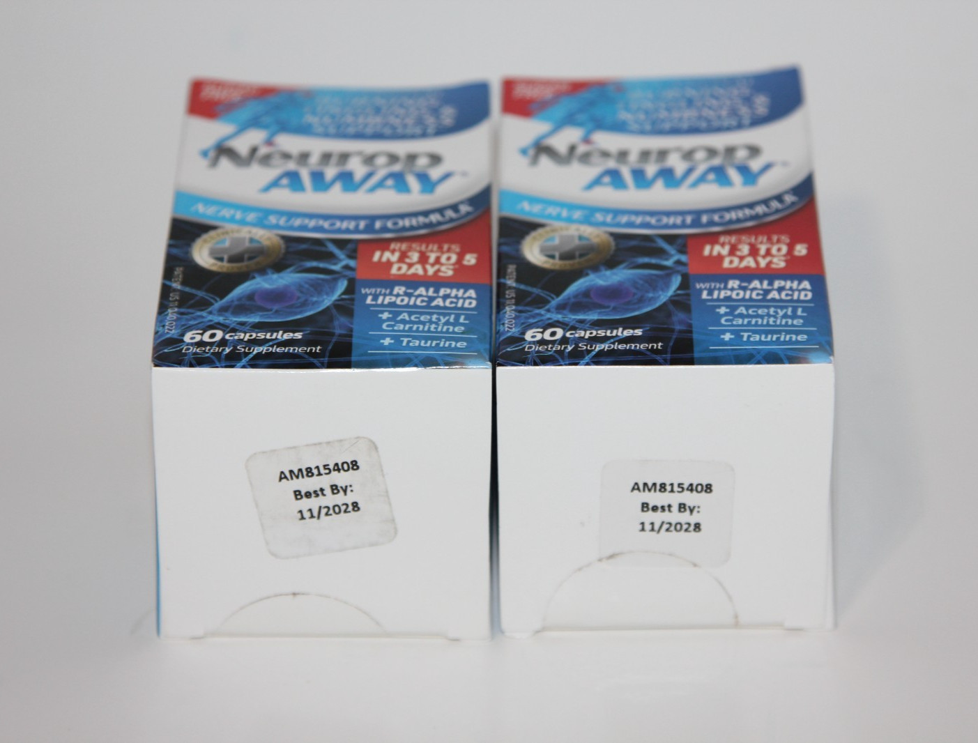 LOT (2) NEUROP AWAY NERVE SUPPORT BURNING TINGLING NUMB 60 CAPSULES BB 11/2028