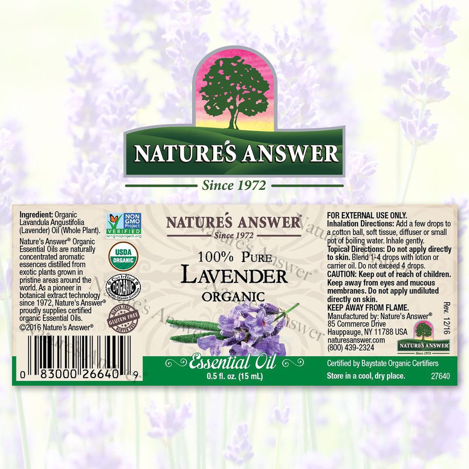 2 Pack Essential Oil Organic – Lavender by Natures Answer for Unisex – 0.5 oz