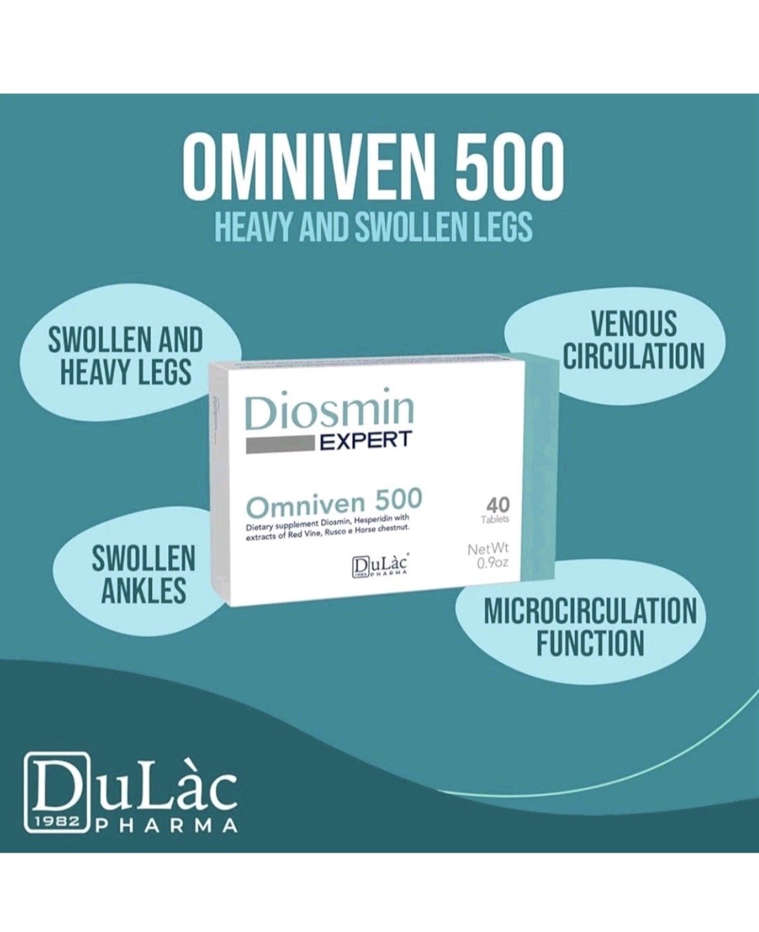 3pk Dulac Diosmin Expert Omniven 500 40 Tabs Leg Circulation Support EXP 01/2027