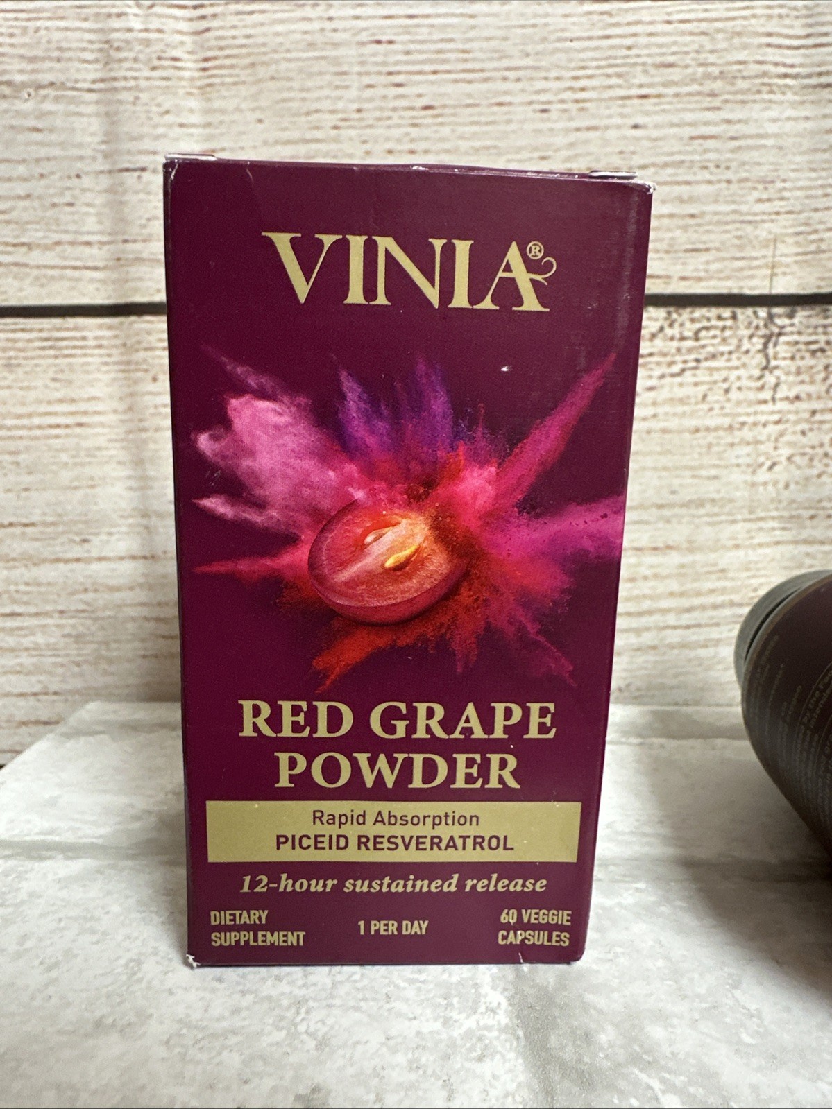 VINIA Blood Flow Capsules Red Grape Powder Nitric Oxide Supplement 60 Caps 3/28