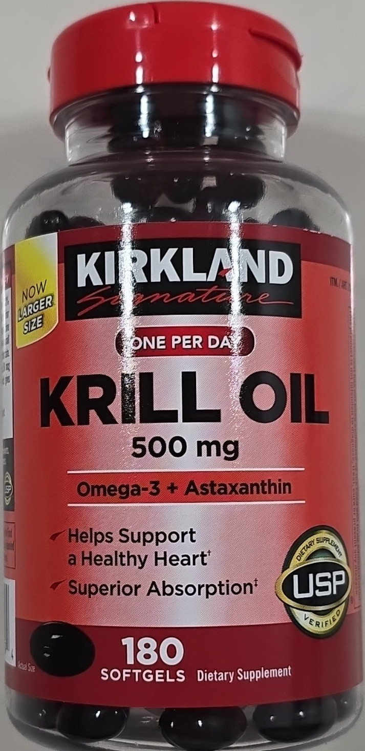 Kirkland Signature Krill Oil 500mg Omega-3 Astaxanthin 180 Softgels Heart Health