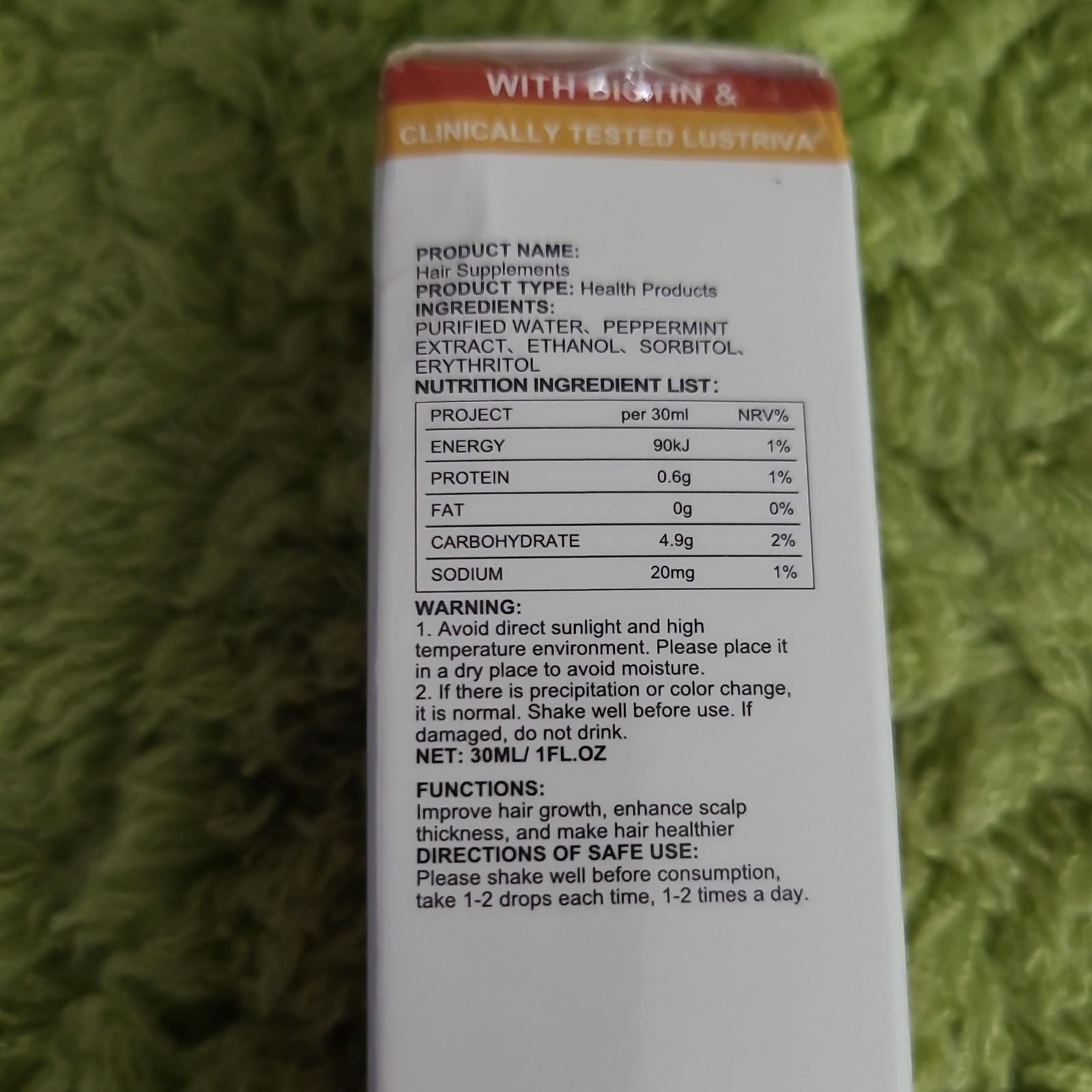 Liquid Morning Multivitamin Hair Support Drops w/ Biotin, Peach Mango, 30 ml