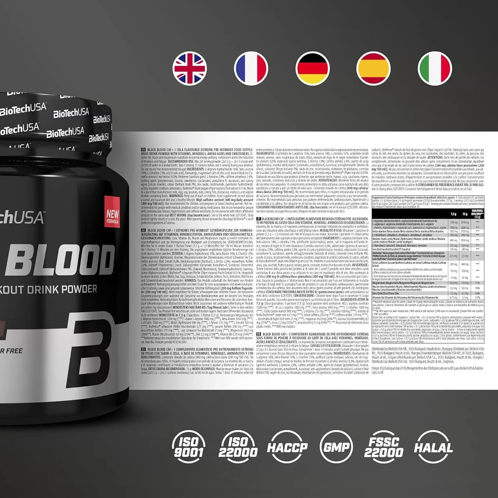 BLACK BLOOD – 300g – Extreme Pre-Workout Increase energy levels concentration