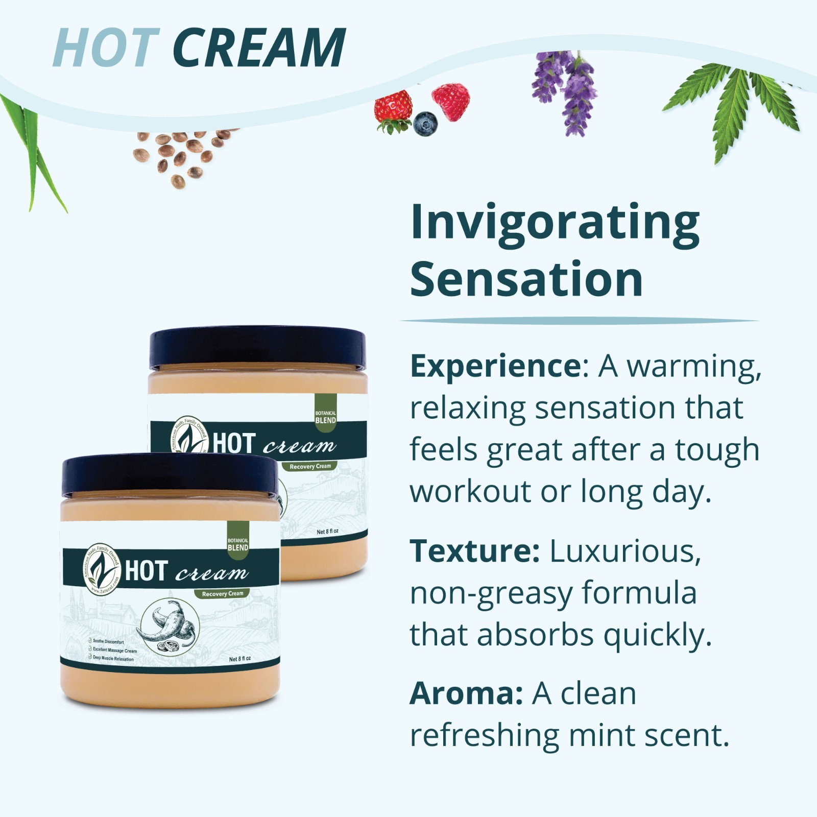 Organic Hot Cream-Cellulite Cream-Muscle Rub (32 Ounce)