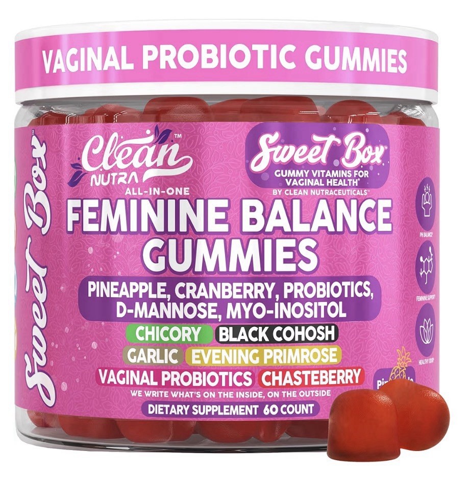 Clean Nutra Feminine Balance Gummies Vaginal Probiotic Ph Balance 60 Gummies