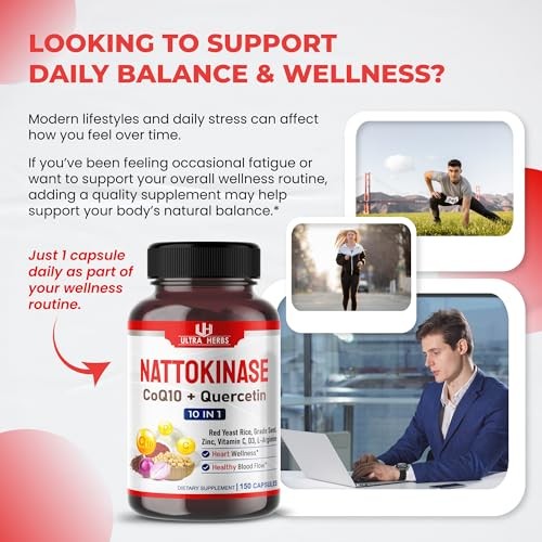 Nattokinase Supplement 4000FU, Enriched with CoQ10, 150-day supply (pack of 1)