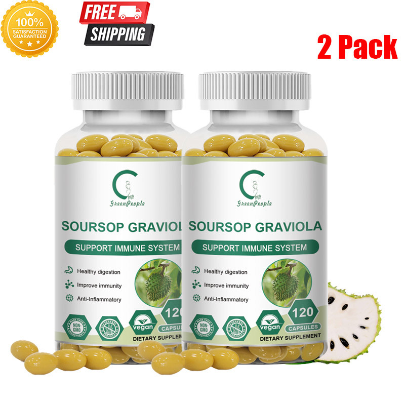 120pcs Soursop Graviola Extract Capsule 1000mg Support Immune Health PureNatural